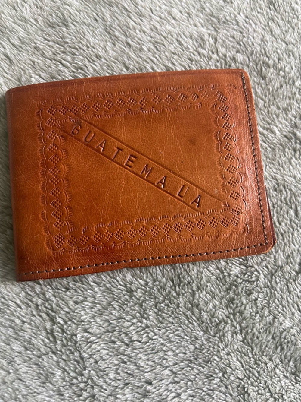 Guatemala Embossed Brown Leather Bi-Fold Wallet - Men Accessories